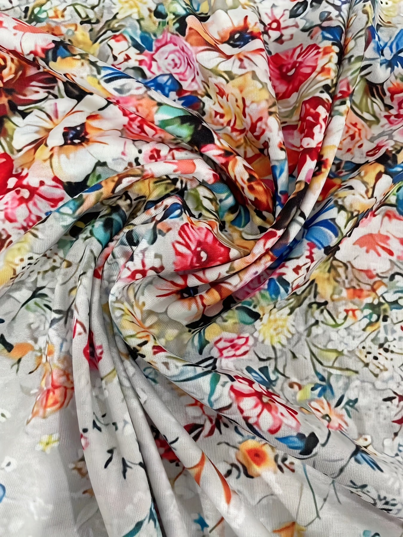 Floral Print Long Sleeve V Neck Dress