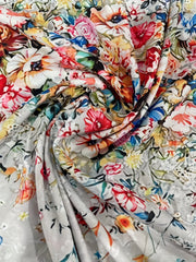 Floral Print Long Sleeve V Neck Dress