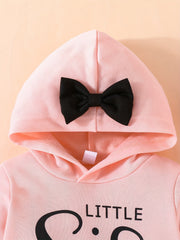Baby Girls Bow Hooded Sweatshirt Trousers Set