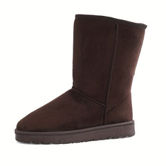 Women's Platform Snow Boots Round Toe Mid Calf Plush Winter Warm Shoes
