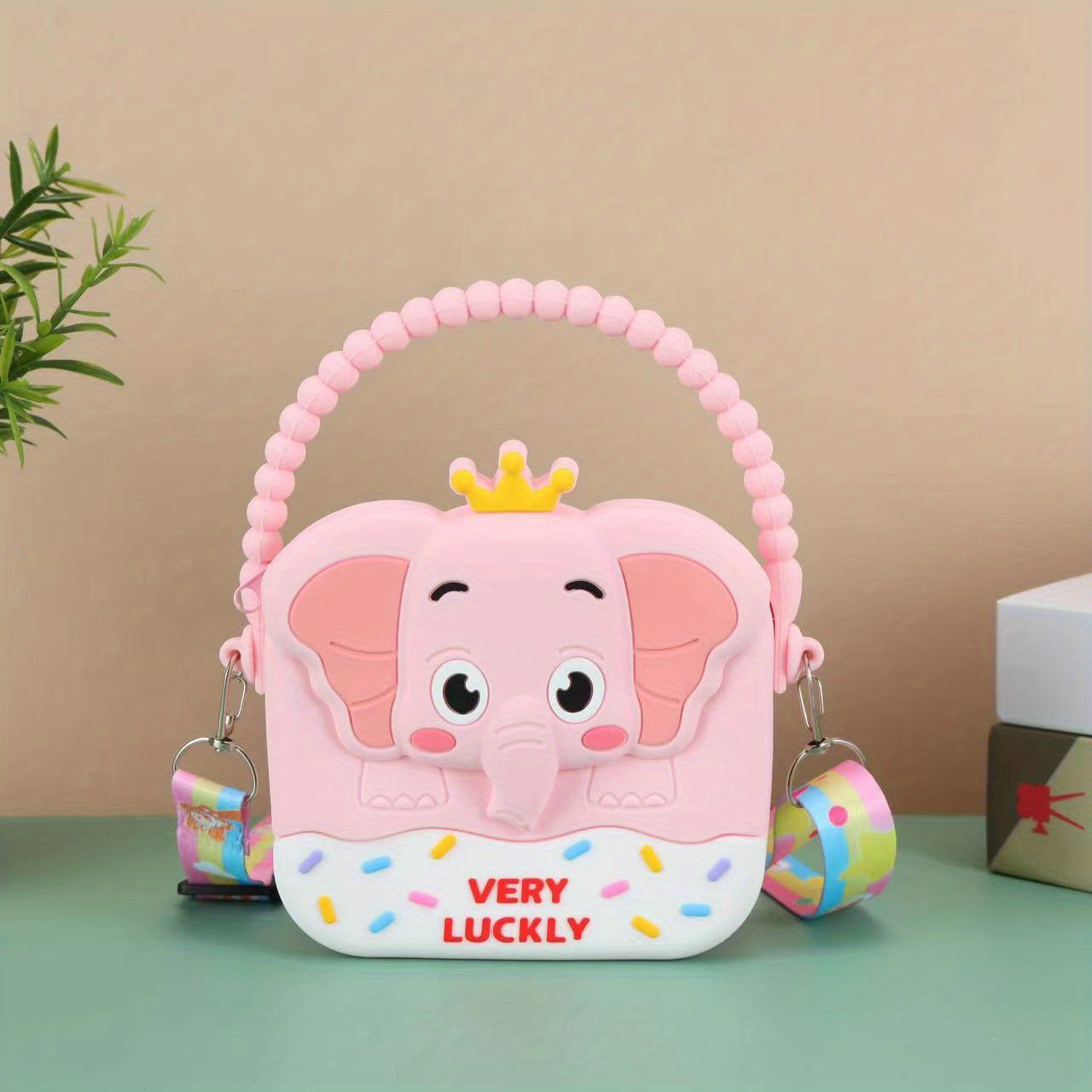Cartoon Elephant Crossbody Bag Silicone Coin Purse Wallet for Kids