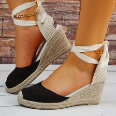 Women's Cross Strappy Wedge Sandals Slingback Espadrilles