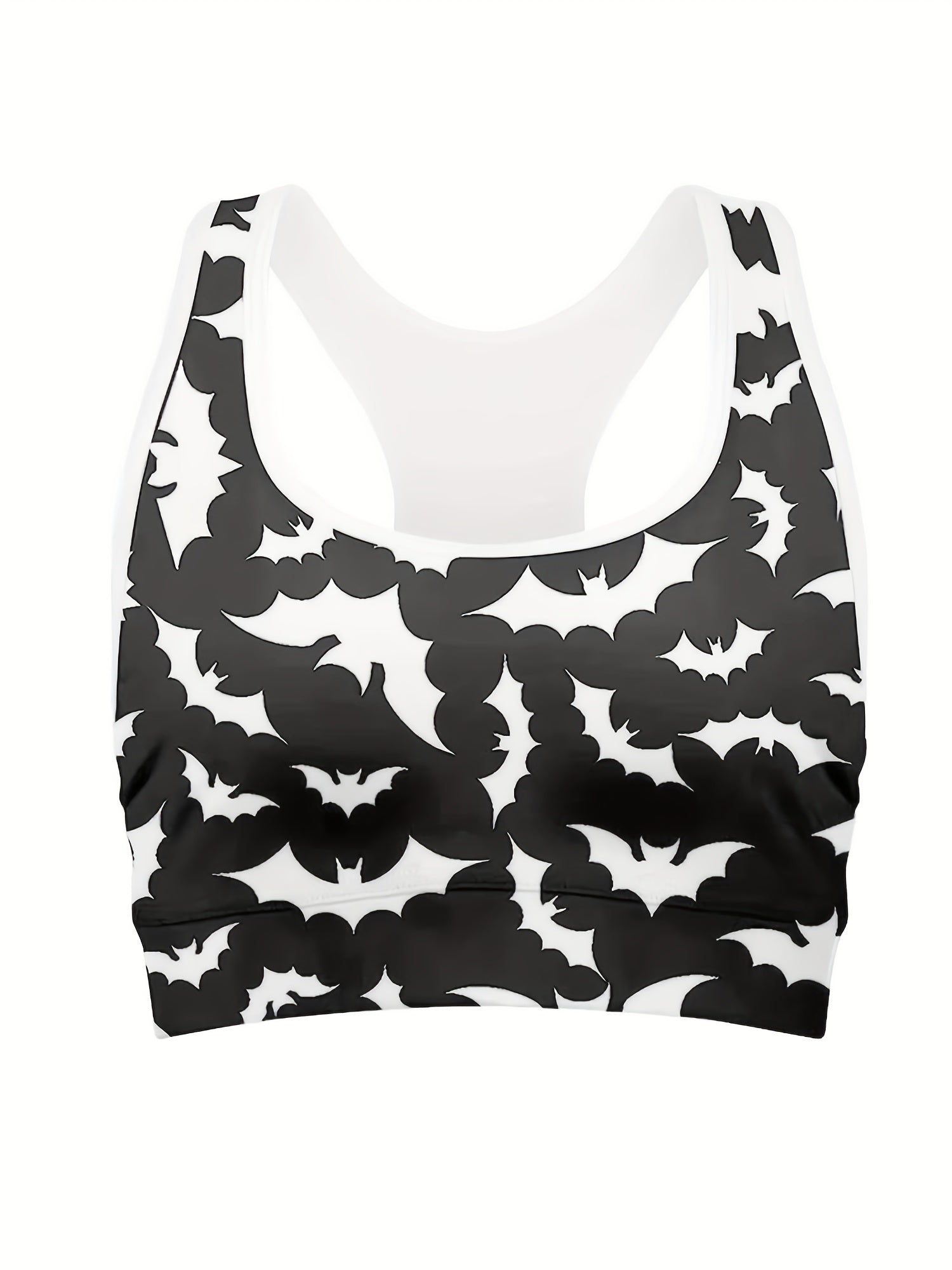 Bat Print Racer Back Padded Sports Bra