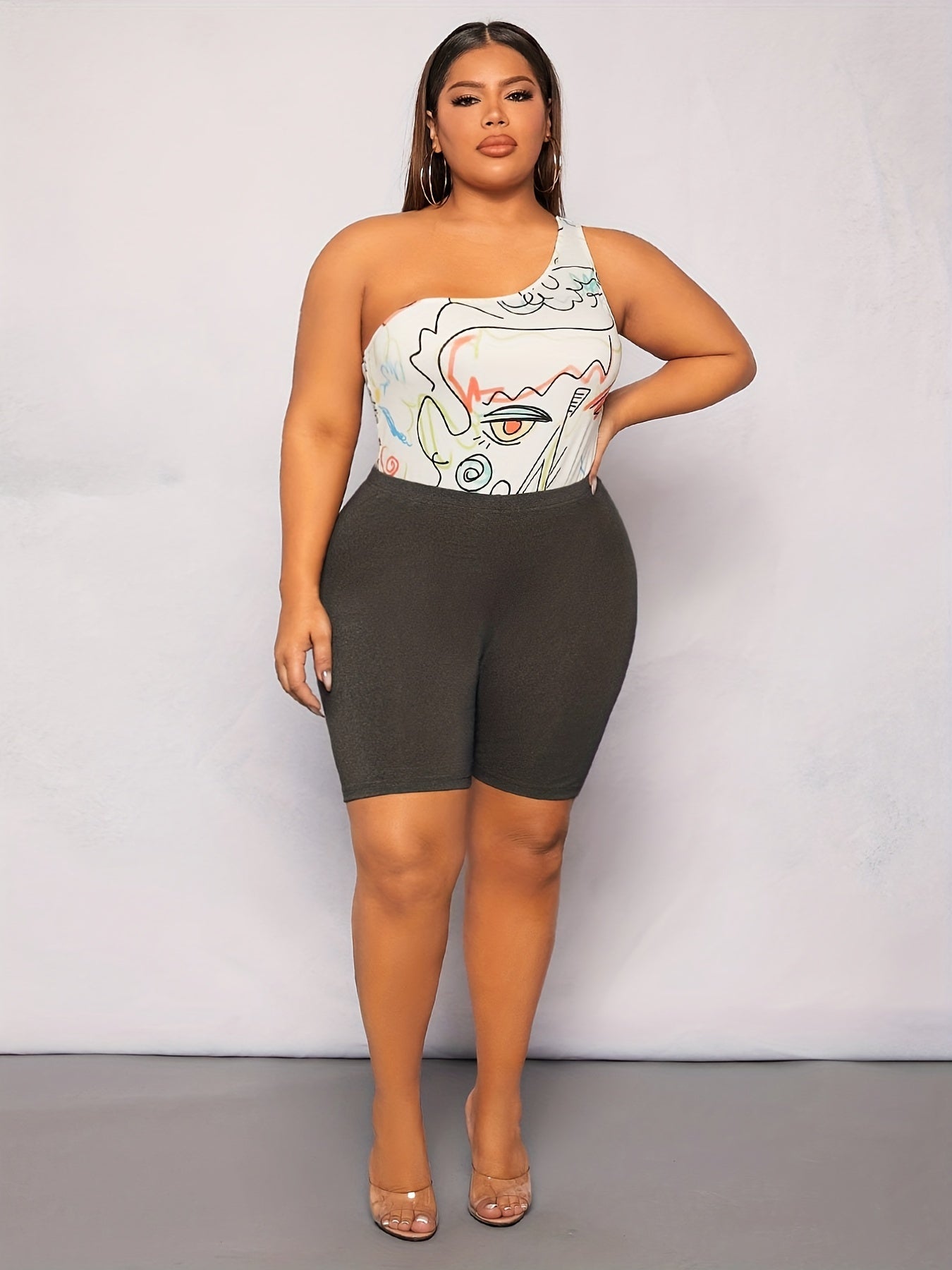 High Rise Skinny Biker Shorts With Pockets