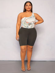 High Rise Skinny Biker Shorts With Pockets