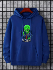Alien Print Hoodie Graphic Sweatshirt With Kangaroo Pocket