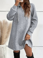 Casual Dress Women's Plus Solid Jacquard Hoodie Mini Dress