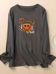 Checkered & Rugby Print Long Sleeve Lounge Top