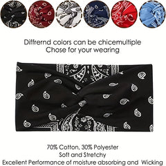 Boho Wide Knotted Hair Band Printed Bandeau Stretchy Cotton Headband