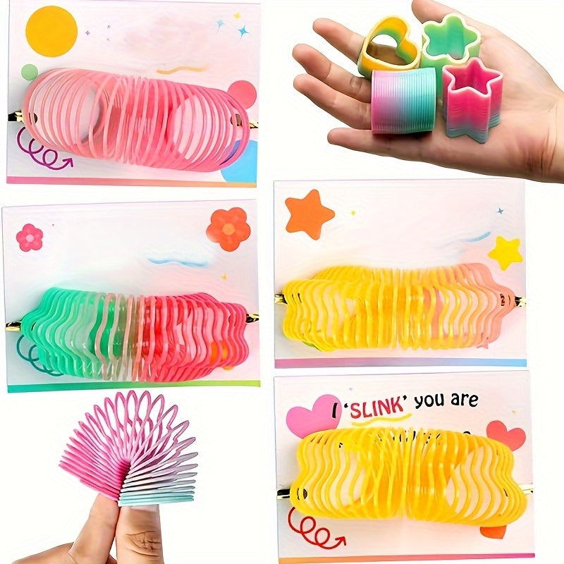2pcs Mini Spring Toys Colorful Heart & Star Shaped Party Favors