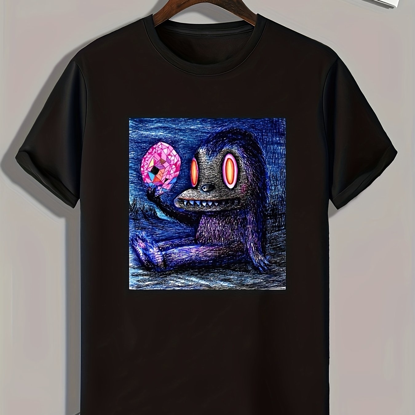 Cartoon Painting Print Men's Graphic T-shirt for Summer