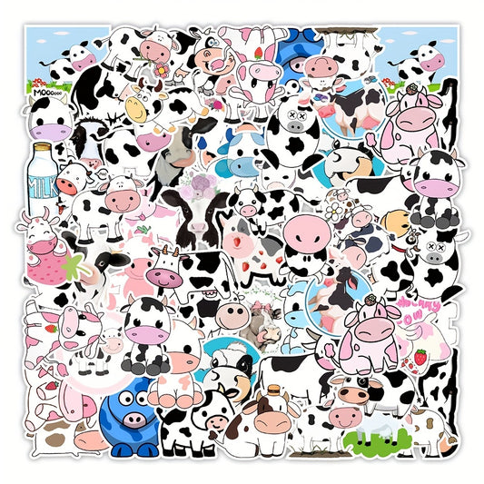 50pcs Cute Cow Doodle Stickers for Laptops, Phones, Desktops