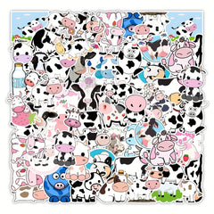50pcs Cute Cow Doodle Stickers for Laptops, Phones, Desktops