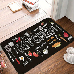 Kitchen Floor Mat Kitchenware And Food Pattern Rug Modern Kitchen Rug