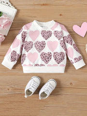 Toddler Baby Girl Leopard Love Printed Sweatshirt Long Sleeve Pullover