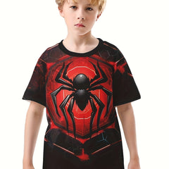 Spider 3D Print Tee Tops Boys Round Neck Short Sleeve T shirt