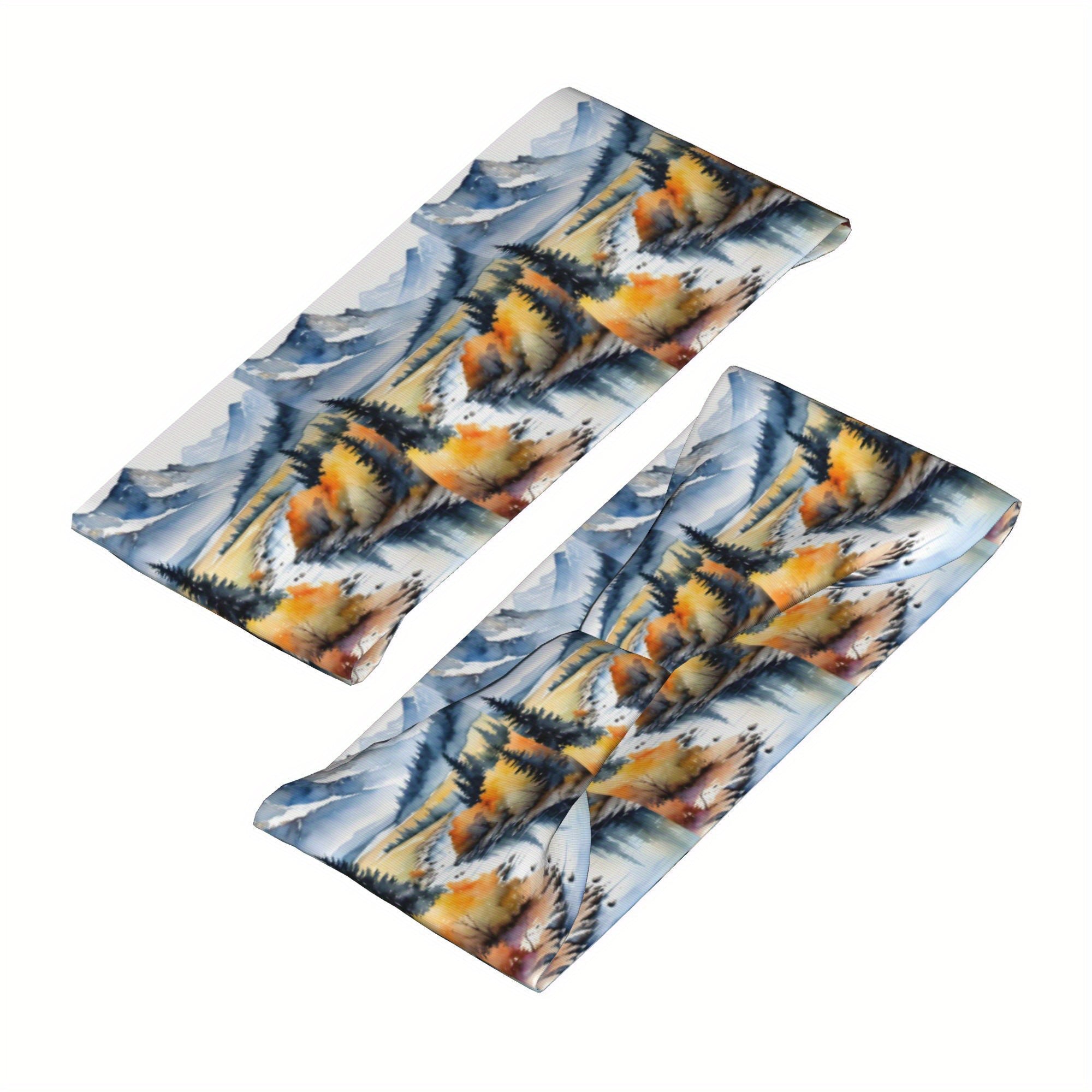 Mist Mountains Headband Autumn Print Sweat Wicking Stretchy Breathable