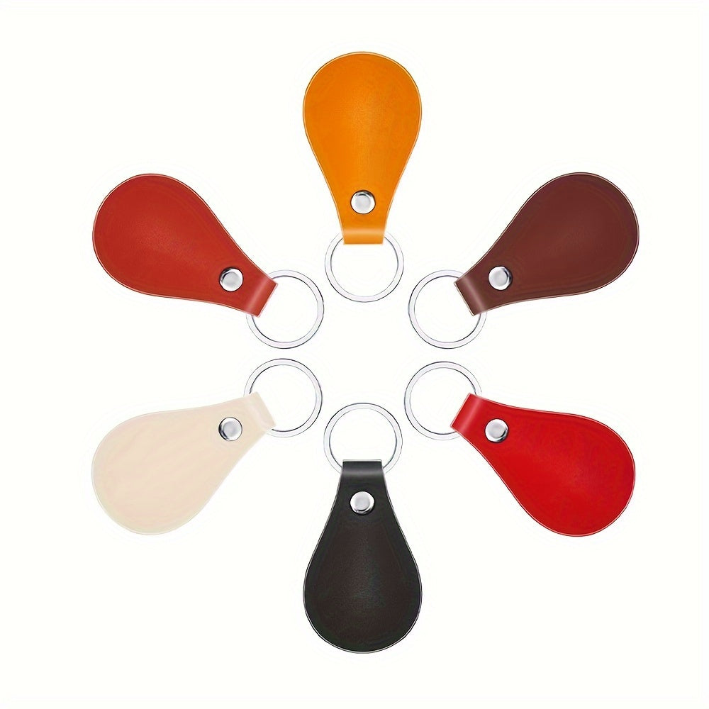 6pcs PU Leather Keychains Keyrings With Rivets for Camping Hiking Backpack