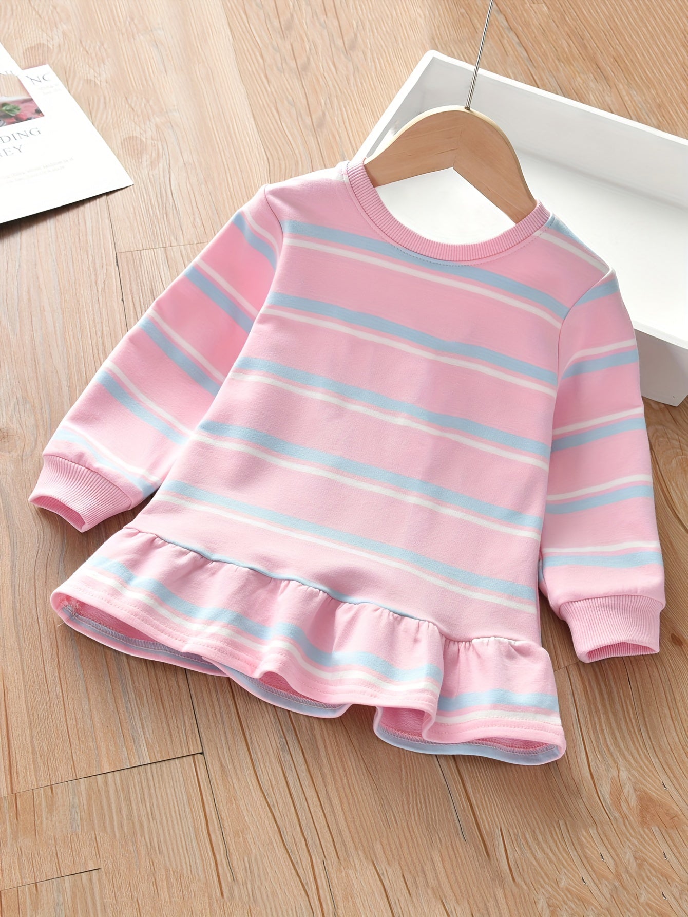 Girls' Striped Graph Print Longline Sweatshirt Pullover