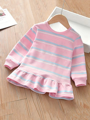 Girls' Striped Graph Print Longline Sweatshirt Pullover