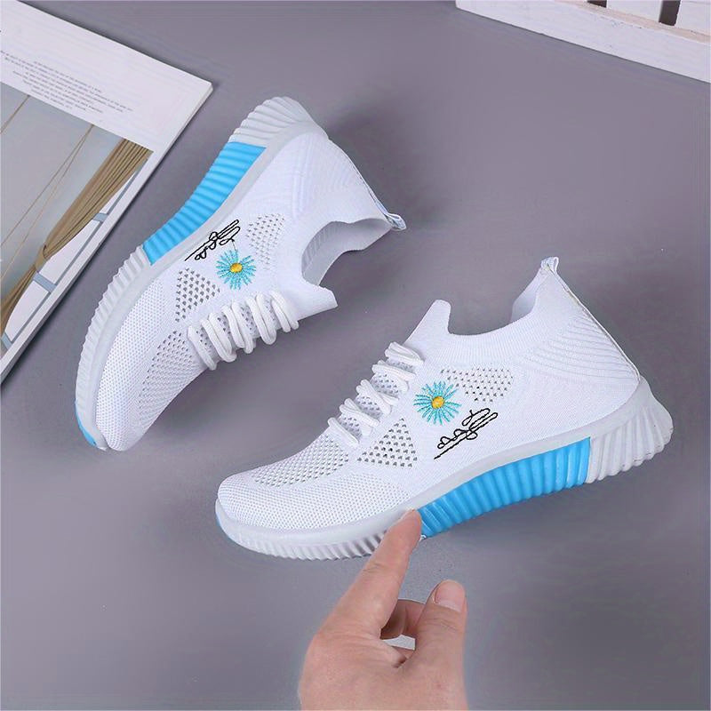 Women's Knitted Sock Sneakers Breathable Lace Up Sports Shoes