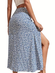 Floral Print Split Skirt for Spring & Summer