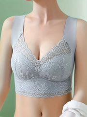 5pcs Lace Decor Wirefree Sports Bra for Women