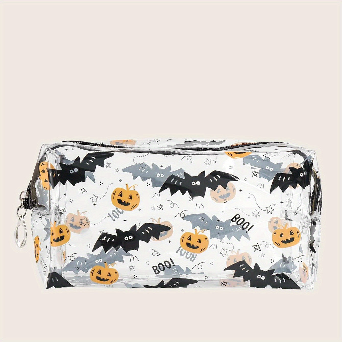 Halloween Pumpkin & Bat Print Cosmetic Bag