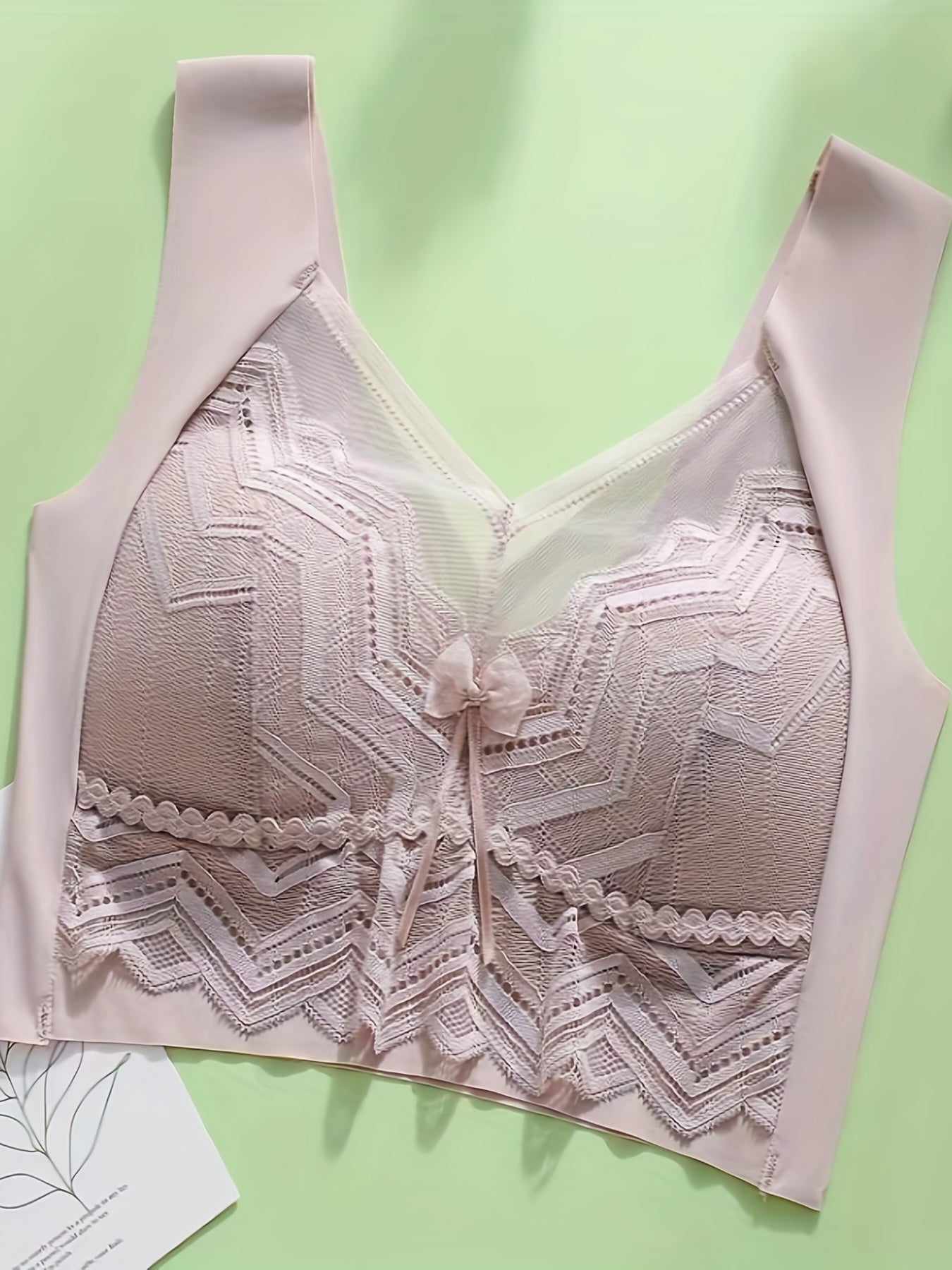 Lace Wireless Full Coverage Bra, Comfy & Breathable, Women's Lingerie