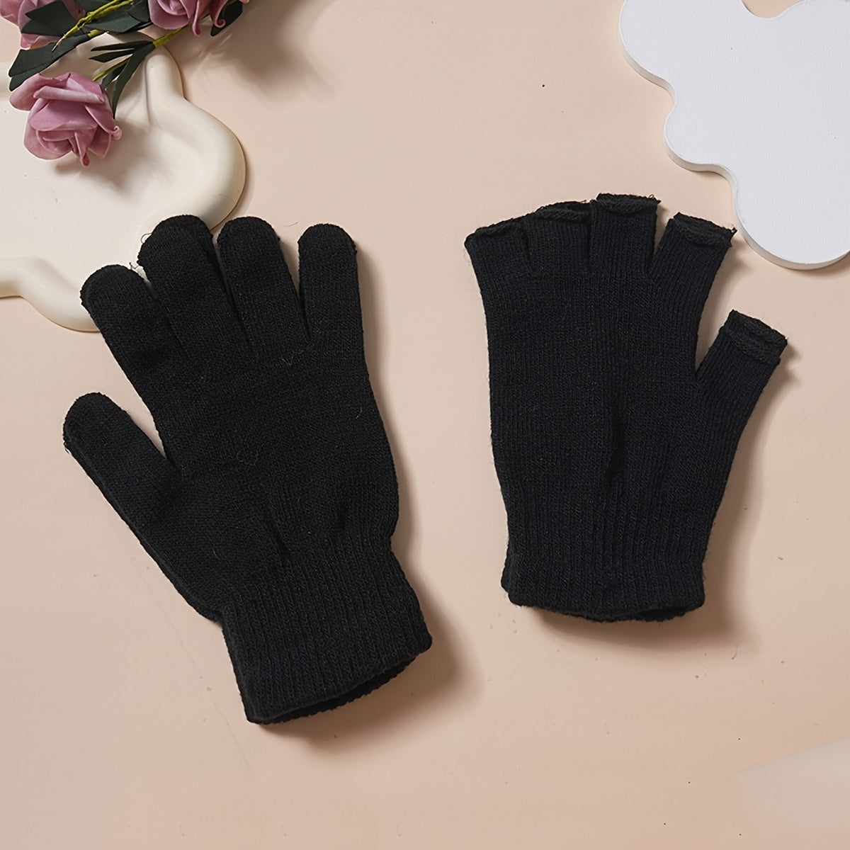 Warm Non Slip Gloves Knitted Outdoor Cycling Full Finger Half Finger Gloves