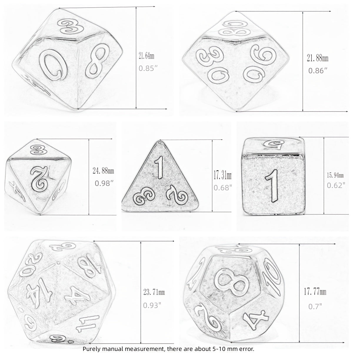 7pcs Dazzling Tri Apricot Purple Polyhedral Dice Set