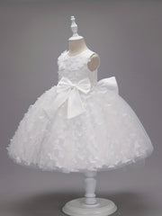 Butterfly Appliques Sleeveless Princess Dress For Girls