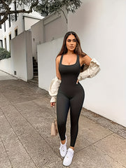 Square Neck Yoga Jumpsuit Sleeveless Bodysuit Activewear