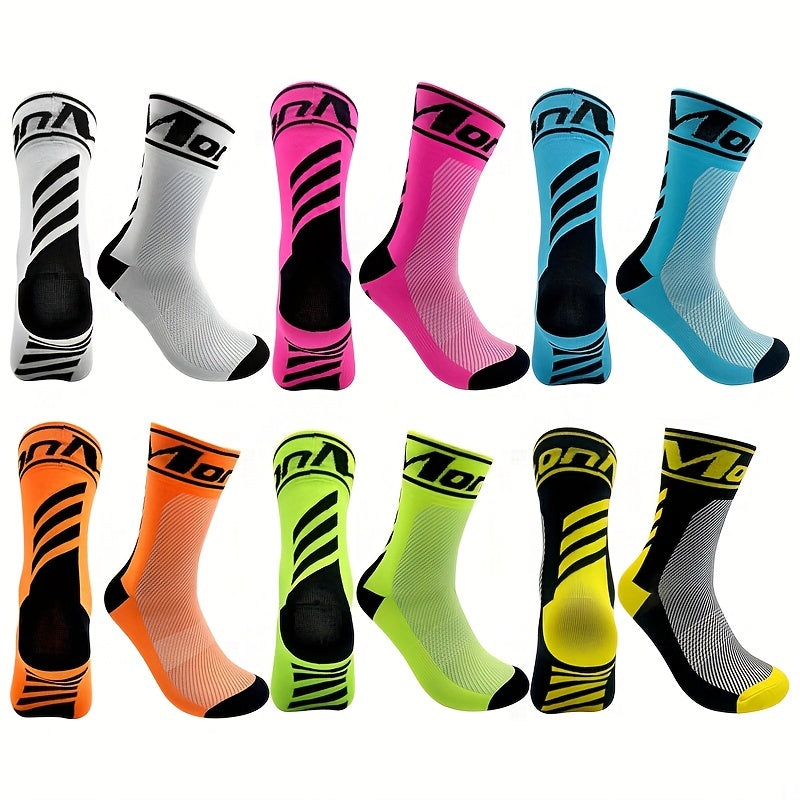 Breathable Cycling Socks Unisex Men Women Mid Calf Sports