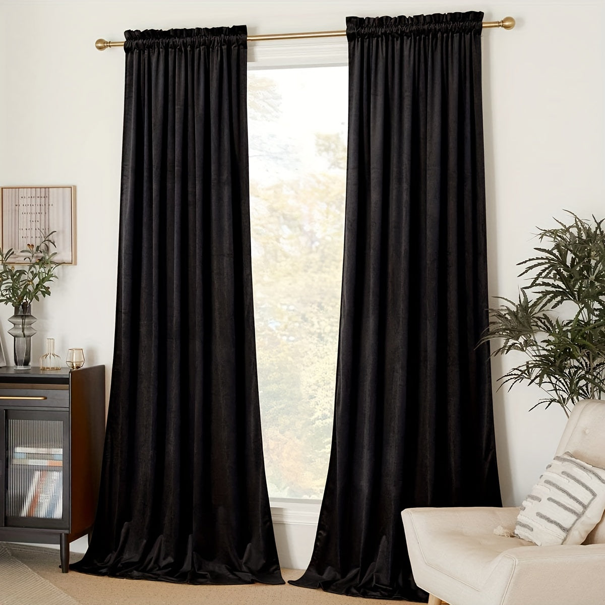 Warm Soft Dustproof Rod Pocket Curtain for Home Decor