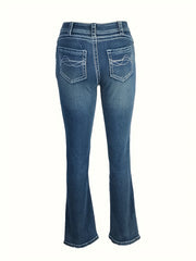 Loose Fit Straight Jeans Slash Pockets Casual Denim Pants