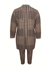 Houndstooth Cardigan & Pants 2-Piece Set