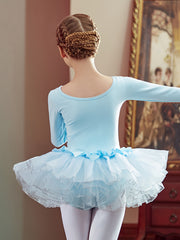 Girls Long Sleeve Ballet Leotard Tutu Dress For Dance Performance