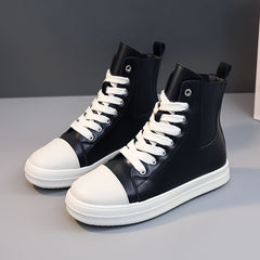 Solid Flat High Tube Sports Sneakers Slip resistant Wear resistant Sport Shoes