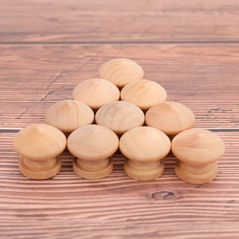 10pcs 44mm Round Mushroom Wood Cabinet Drawer Pull