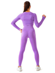 Women's High Waist Yoga Set Long Sleeve Fitness Top & Leggings