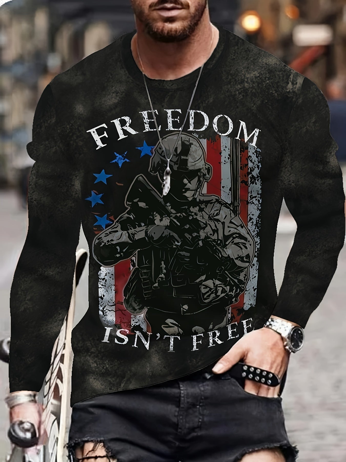 Soldier Freedom Isn't Free Men's Long Sleeve Vintage T-shirt