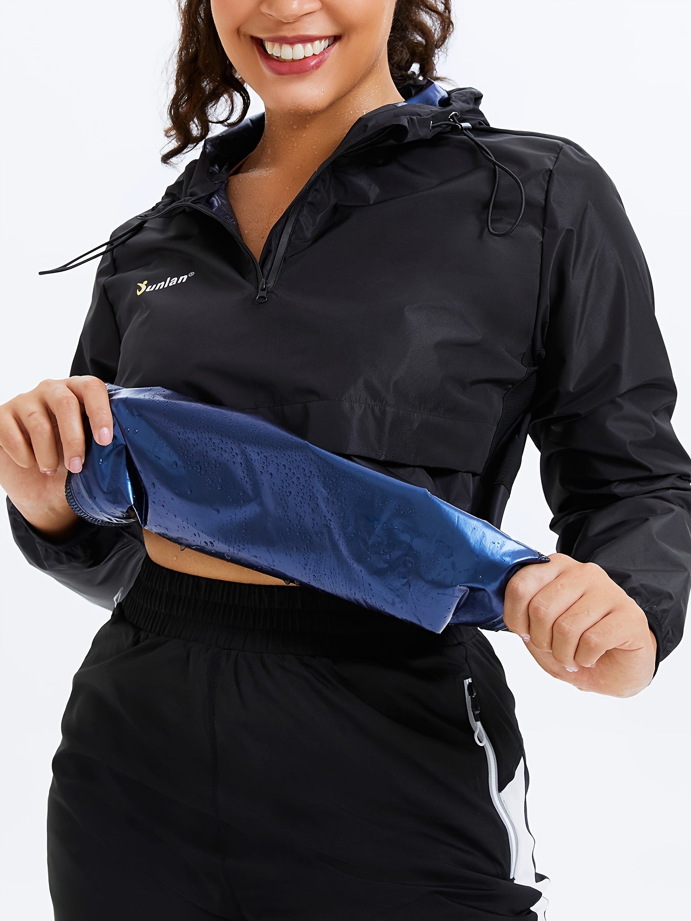 GOTOLY Women's Sauna Waterproof Hooded Jacket Fitness Sports