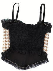 Girl's Houndstooth Tweed Camisole Cami Top For Teens 13-18 Years Old