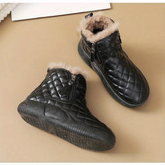 Women's Side Zipper Chunky Snow Boots Plush Lined Thermal Furry Shoes