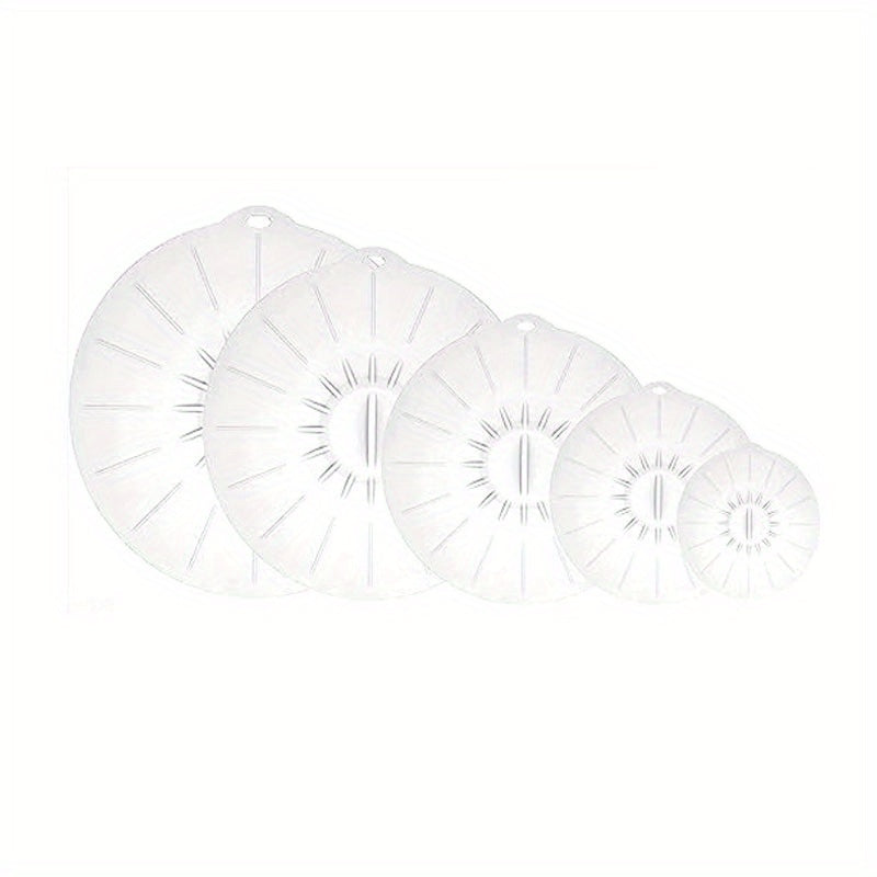 5pcs Silicone Lids Reusable Heat Resistant Food Suction Lids