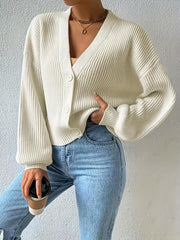 Button Front Knitted Cardigan Long Sleeve