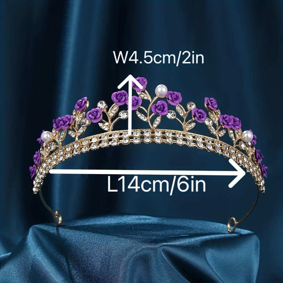 Purple Flower Headband Faux Pearl Princess Crown Head Jewelry