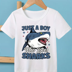 Toddler Boys Shark Print T Shirt Crew Neck Top