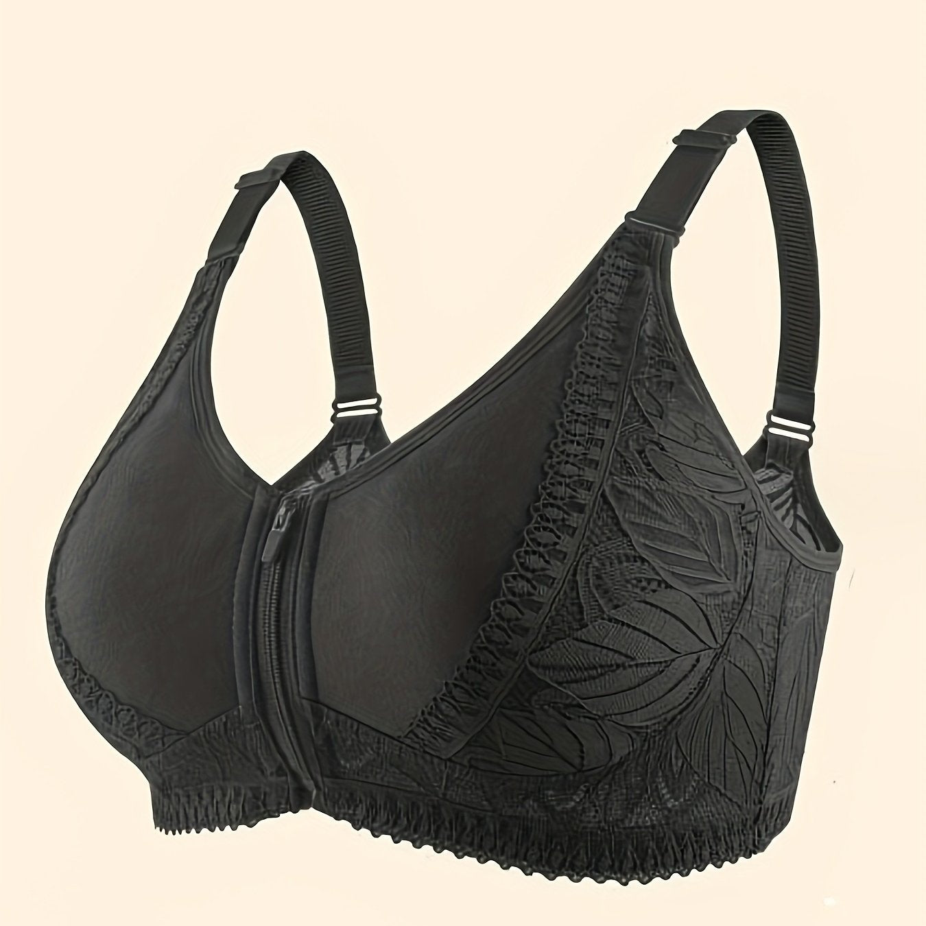 Lace Push Up Bra Wireless Zip Anti-sagging Everyday Lingerie
